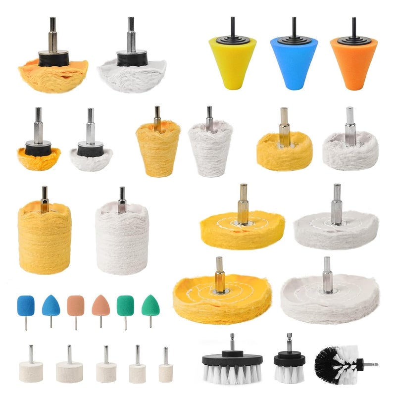 Unicaravan Aluminum Wheel Polishing Kit for Drill Buffing Wheel for Car Motorcycle Wheel Rim Manifold Polishing for Stainless Steel Chrome Wood Plastic Ceramic Glass Woods Machine Jewelry etc 31PCS - Image 1